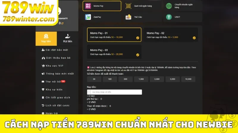 Cách nạp tiền 789Win chuẩn nhất cho newbie