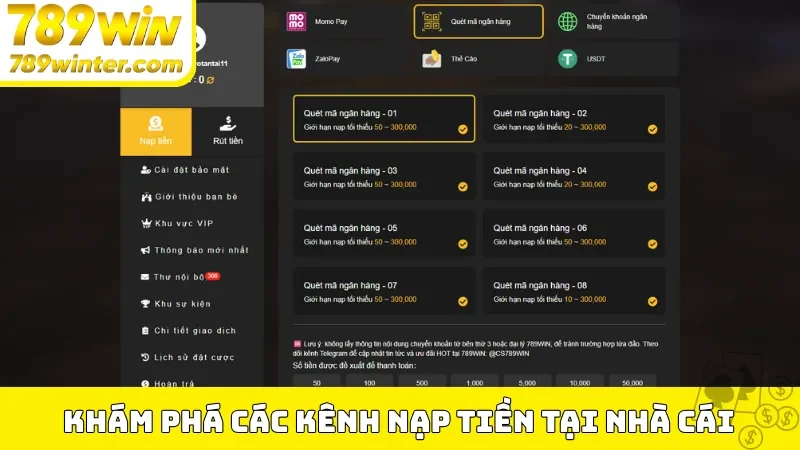 Khám phá các kênh nạp tiền tại nhà cái